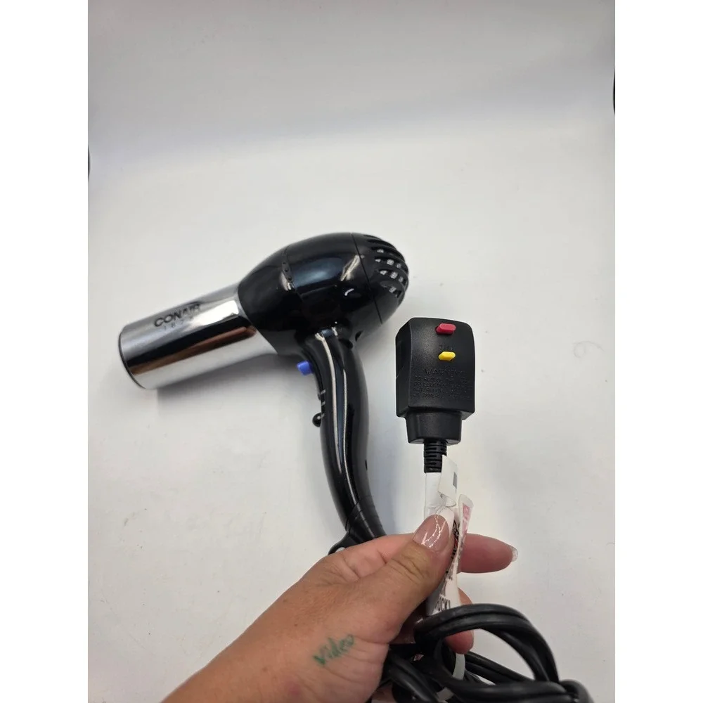 Conair 1875 Watt Hair Dryer Black Chrome Model 256X Heat Speed Settings